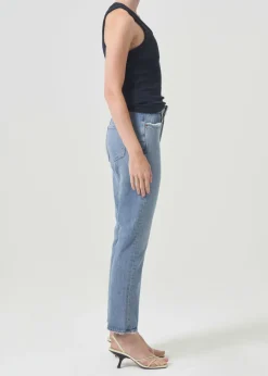 AGOLDE Riley Long High Rise Straight (Stretch) In Quiver Hot