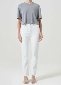 AGOLDE Riley Long High Rise Straight (Stretch) In Sour Cream New