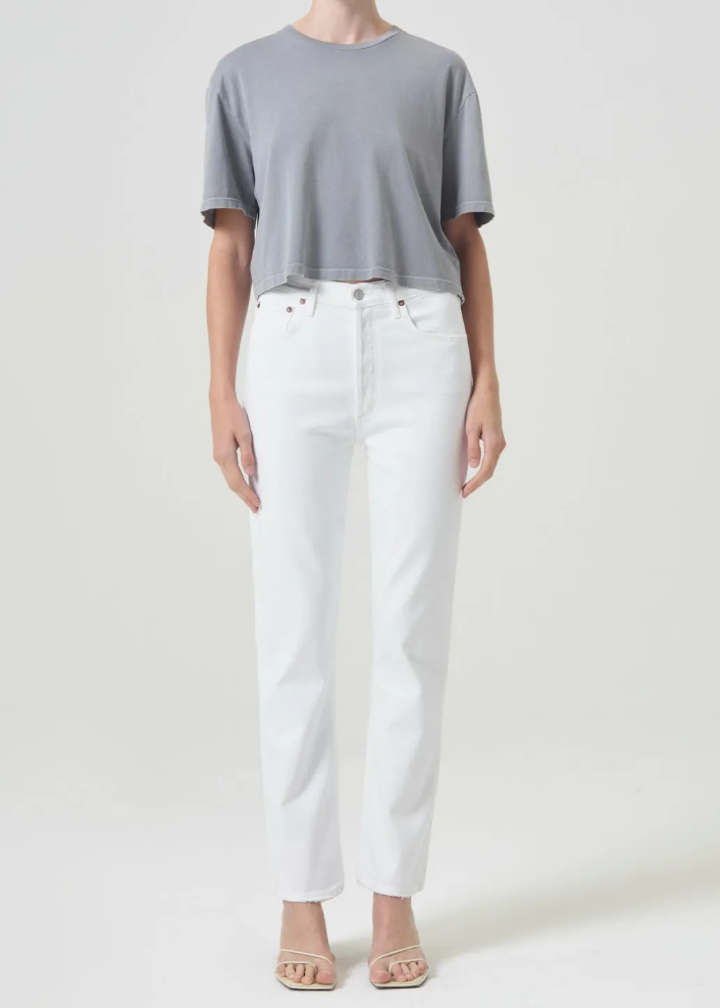 AGOLDE Riley Long High Rise Straight (Stretch) In Sour Cream New
