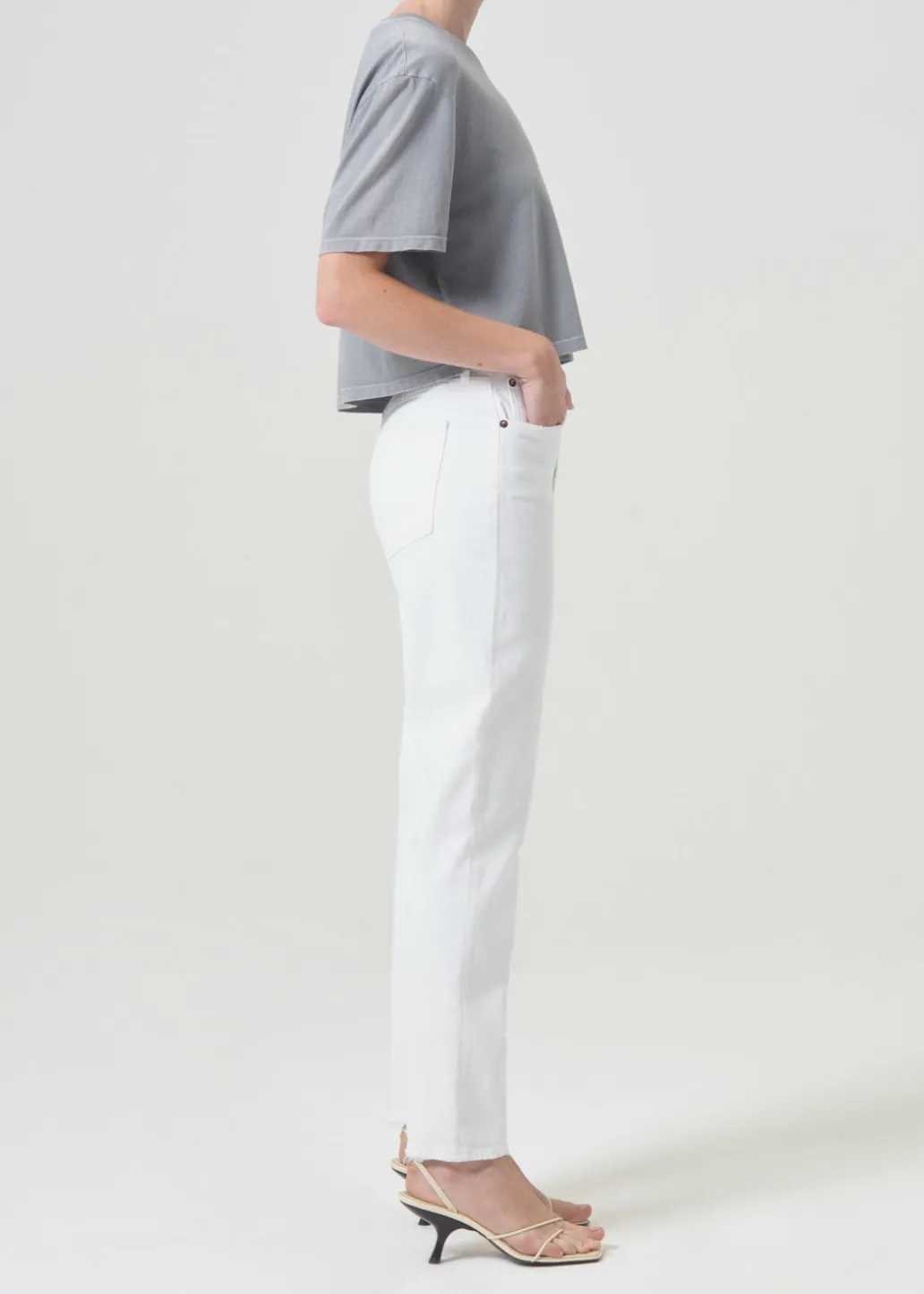 AGOLDE Riley Long High Rise Straight (Stretch) In Sour Cream New