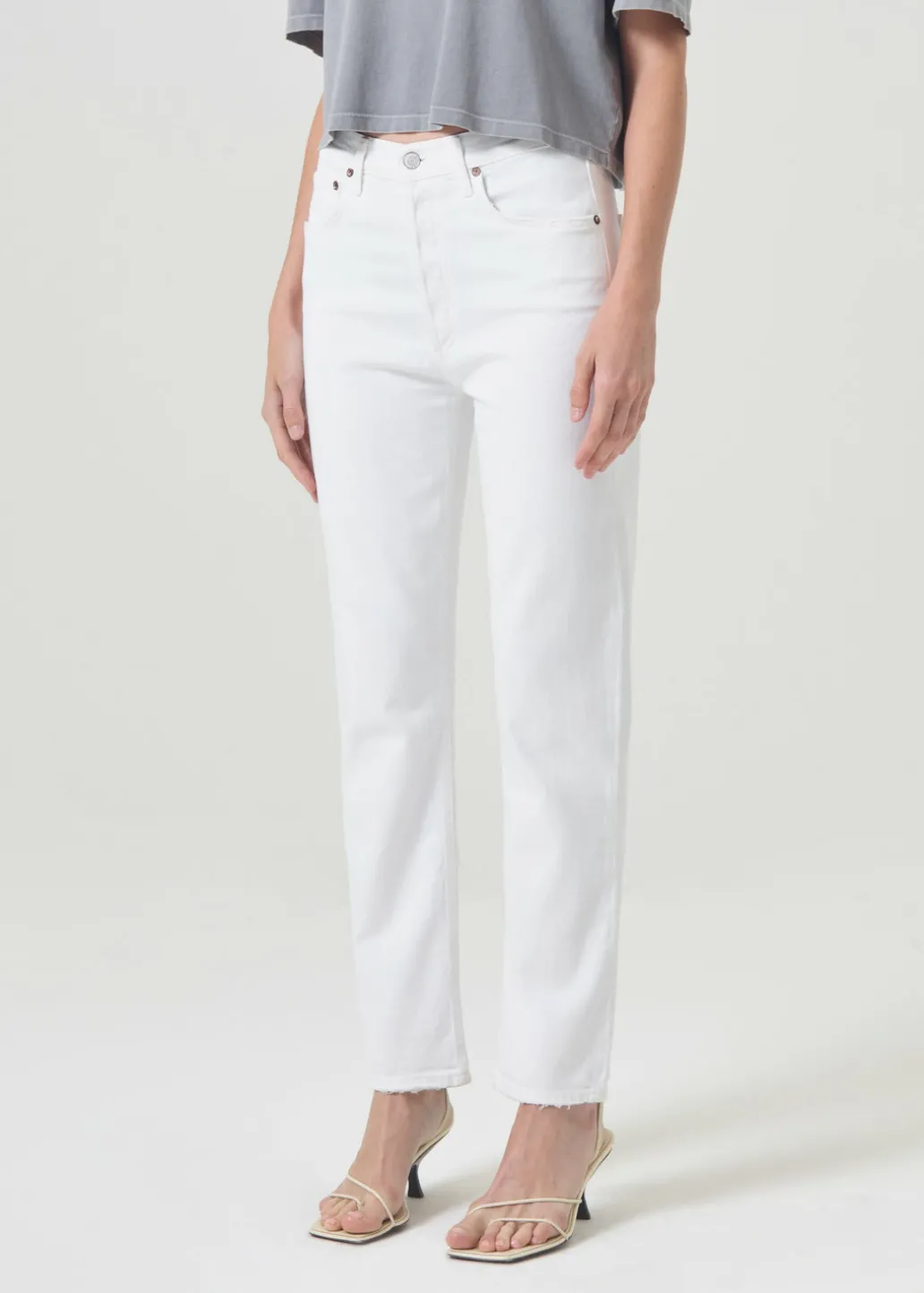 AGOLDE Riley Long High Rise Straight (Stretch) In Sour Cream New