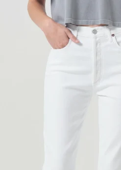 AGOLDE Riley Long High Rise Straight (Stretch) In Sour Cream New