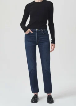 AGOLDE Riley Long High Rise Straight (Stretch) In Divided Flash Sale