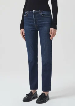 AGOLDE Riley Long High Rise Straight (Stretch) In Divided Flash Sale