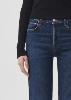 AGOLDE Riley Long High Rise Straight (Stretch) In Divided Flash Sale