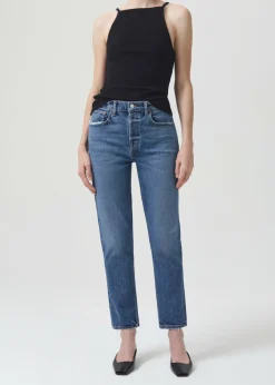 AGOLDE Riley Long High Rise Straight (Stretch) In Moor Shop