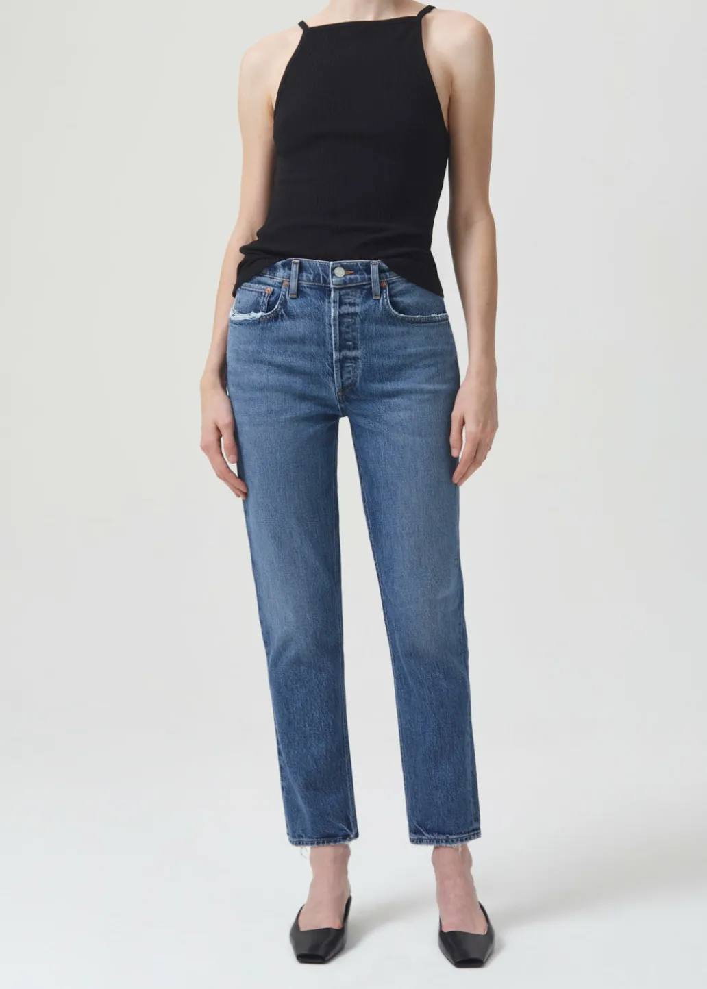 AGOLDE Riley Long High Rise Straight (Stretch) In Moor Shop