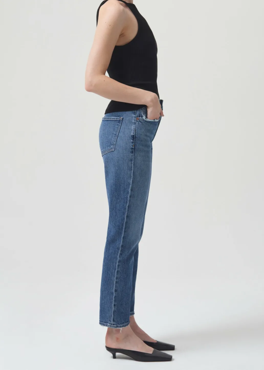 AGOLDE Riley Long High Rise Straight (Stretch) In Moor Shop