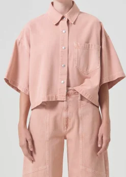 AGOLDE Rona Box Shirt In Pink Salt Best Sale