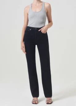 AGOLDE 90'S Pinch Waist High Rise Straight Long In Crushed Sale