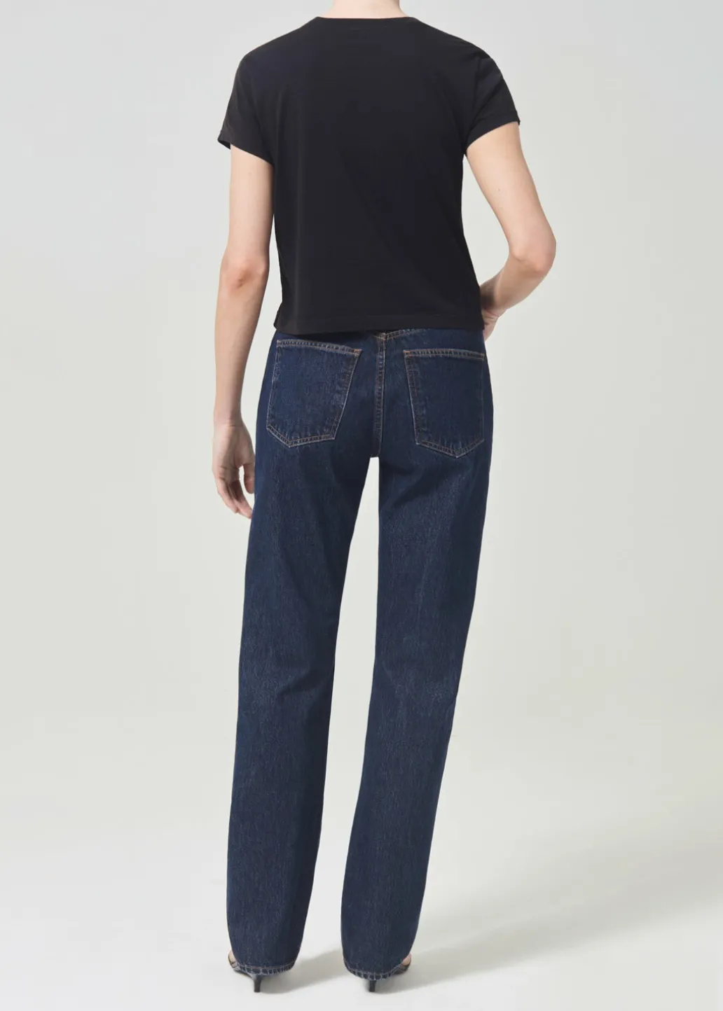 AGOLDE 90'S Pinch Waist High Rise Straight Long In Polished New