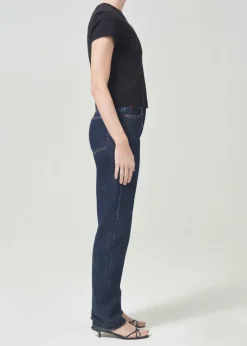 AGOLDE 90'S Pinch Waist High Rise Straight Long In Polished New