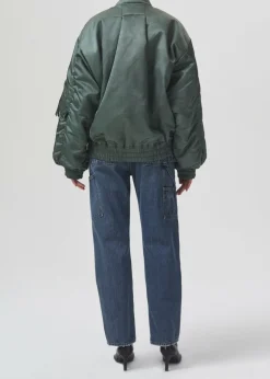 AGOLDE Shoreditch Ski Club X Nisa Bomber Jacket In Steel Green Cheap